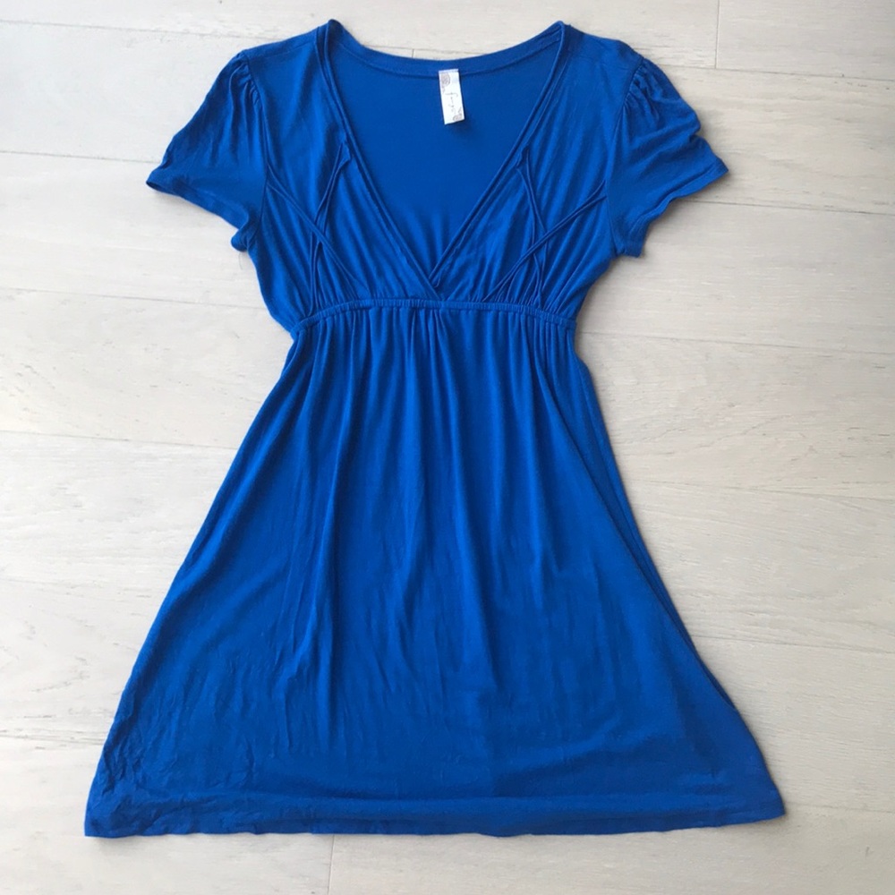Royal blue Short sleeve v neck dress by Frenzy ii